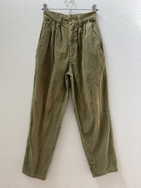 Cambridge Dry Goods Vintage High Waisted Olive Green Corduroy 100% Cotton Pants